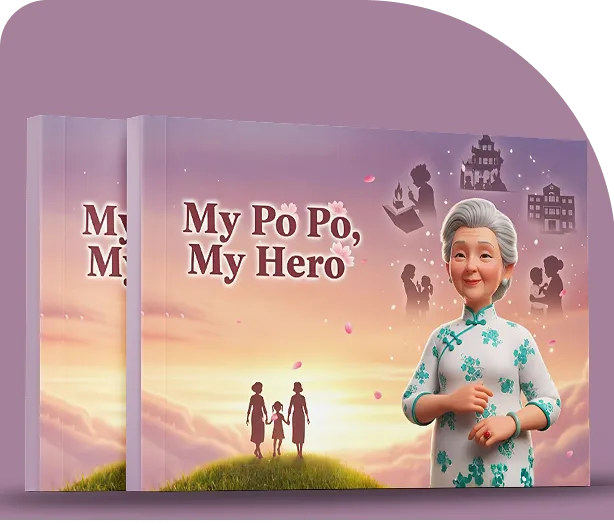 My Po Po My Hero Story written in English Mandarin and Cantonese